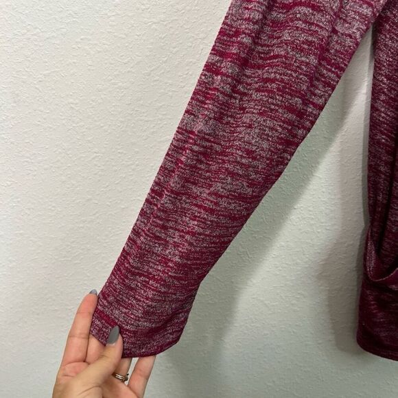 LOGO By Lori Goldstein Women’s Red Heathered V Neck Long Sleeve Top Size 1X - Picture 4 of 14